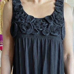 ECi NY Women’s Tunic Dress size 8 w/ Rosettes Black Sleeveless OFFERS WELCOMED f